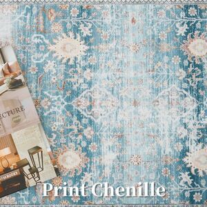 Blue Runner Rug 2x10 Hallway Washable Distressed Floral Country Farmhose Accent